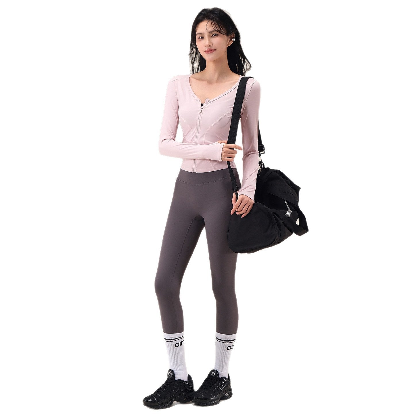 Autumn zippered cardigan slim slimming fitness long-sleeved jacket