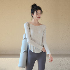 Off-the-shoulder loose yoga top