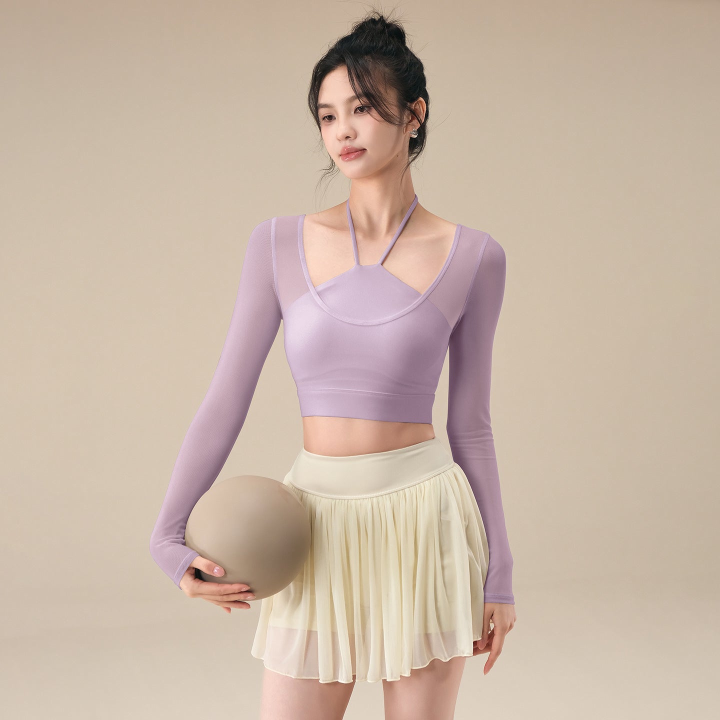 Mesh breathable sports T-shirt with long sleeves