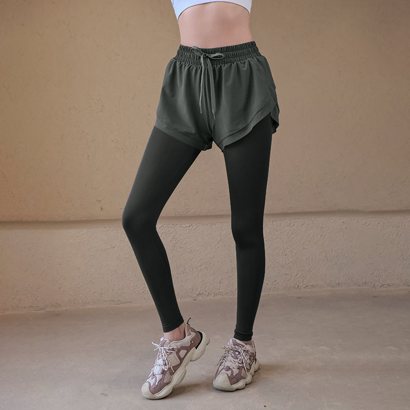 Fake Two-Piece High Waist Pants
