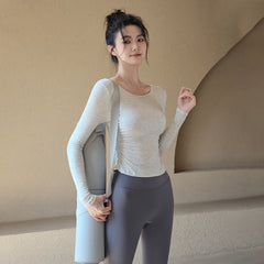 Ribbed Seamless Wrinkle Sports Top