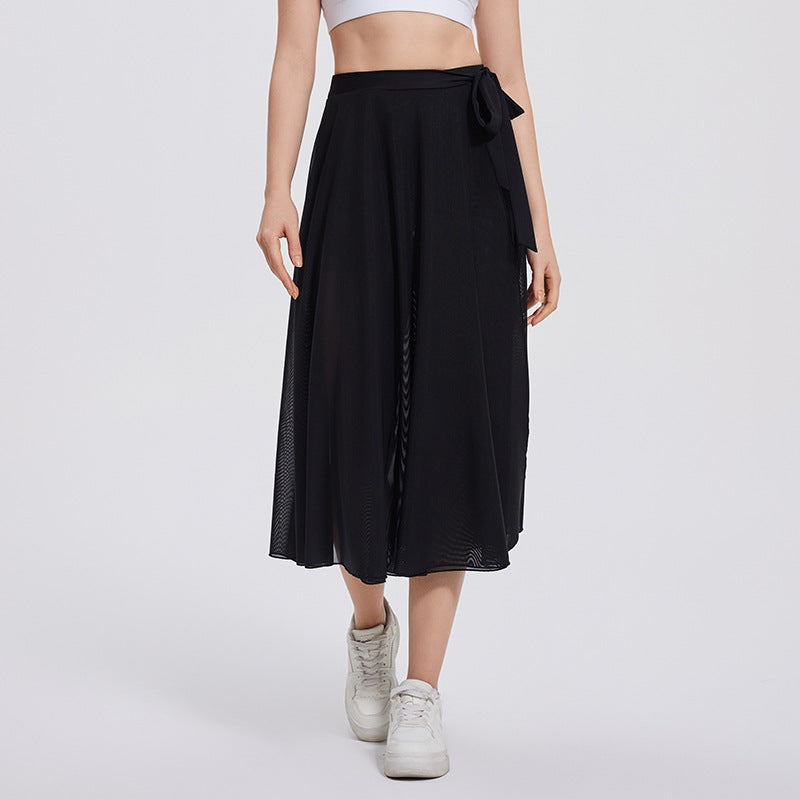 Ballet high-waisted loose-fitting strappy midi skirt