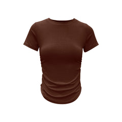 Summer tight high-lift pleated quick-drying short-sleeved T-shirt