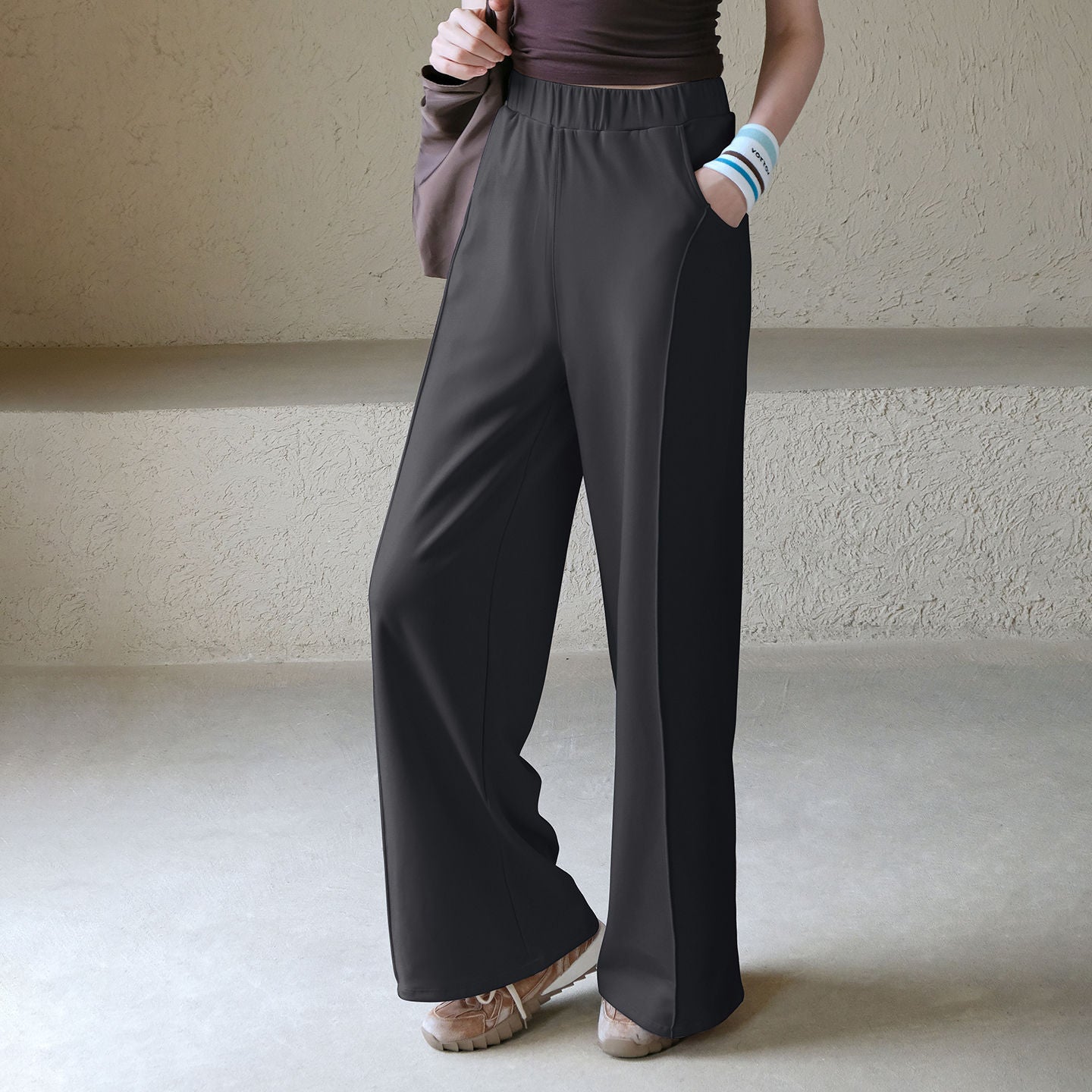 Fleece warm casual wide-leg pants