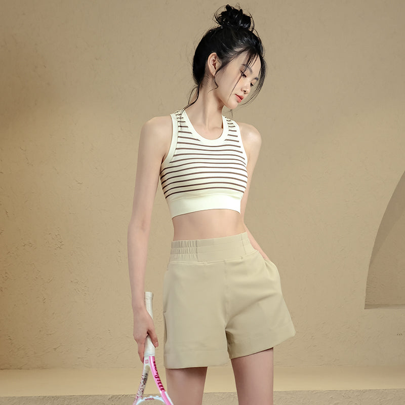 Striped sports vest with chest pad
