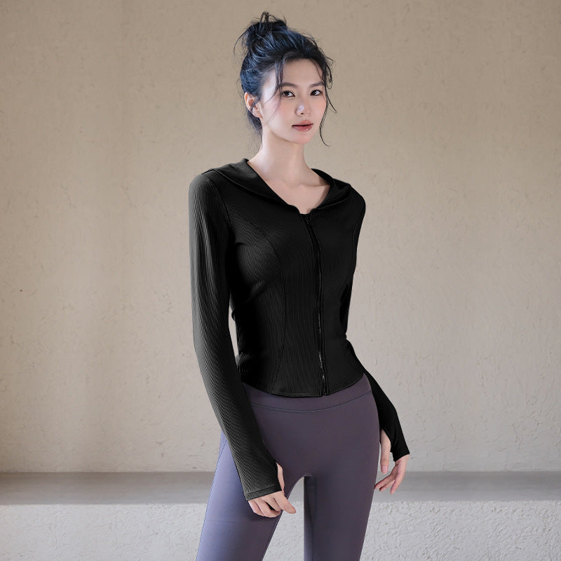 Navy Collar Yoga Long-Sleeve Top