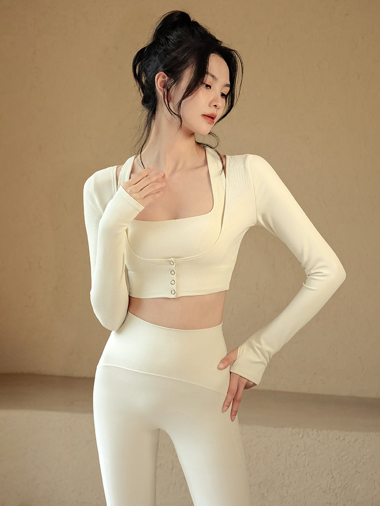Ribbed temperament yoga long sleeves