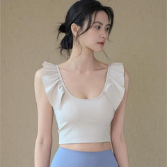 Lace sleeves breathable fitness sports beautiful back bra