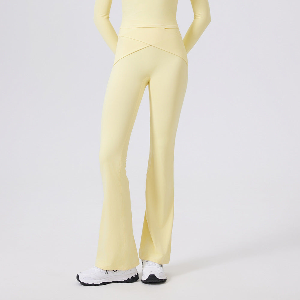 Nude tummy tucking high stretch sweatpants yoga bell bottoms