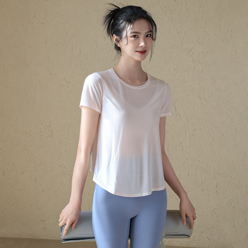 Breathable sports fitness cover-up short sleeves
