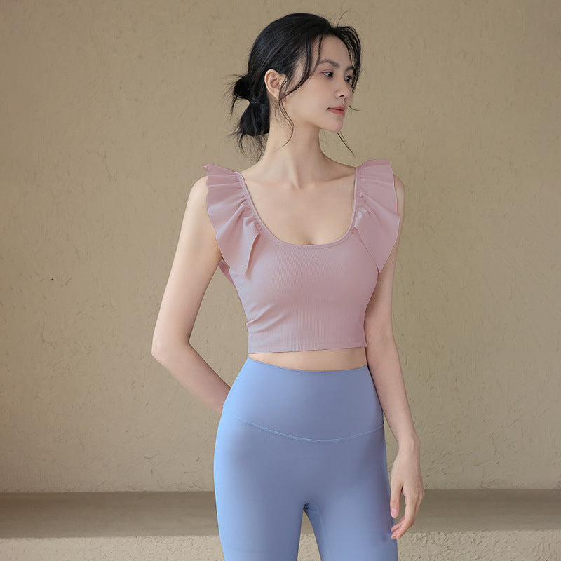 Lace sleeves breathable fitness sports beautiful back bra