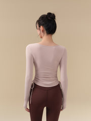 Fall and winter high-end drawstring pleated sports long sleeves