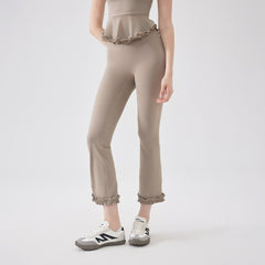 High-waisted lace slim slim hip lifting sports cropped pants