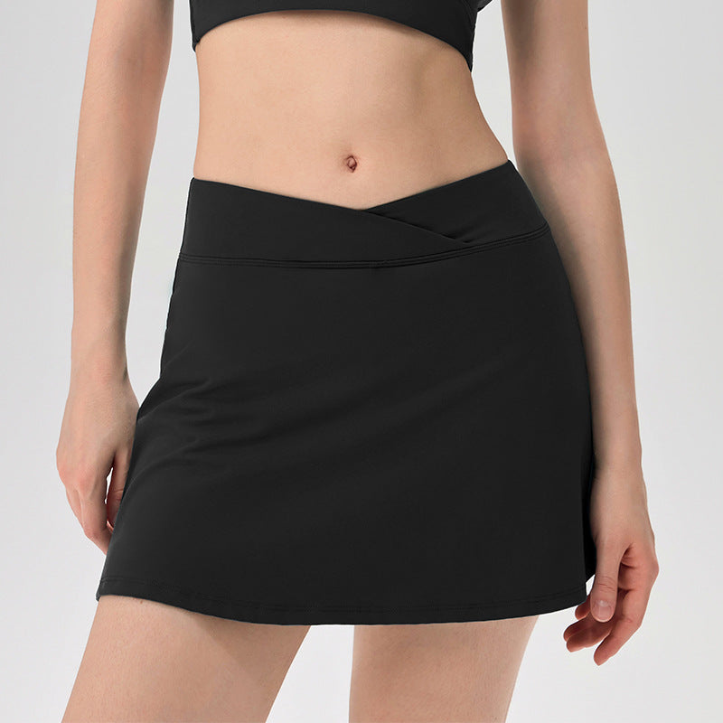 Anti-light fake two-piece tennis yoga skirt