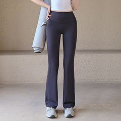 Nude hip lifting and slightly flared yoga pants
