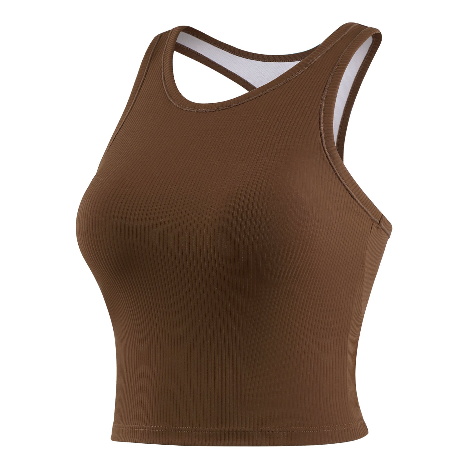 Threaded skinny crew neck high-intensity sports bra
