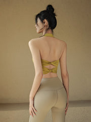 Halter neck shockproof back bra