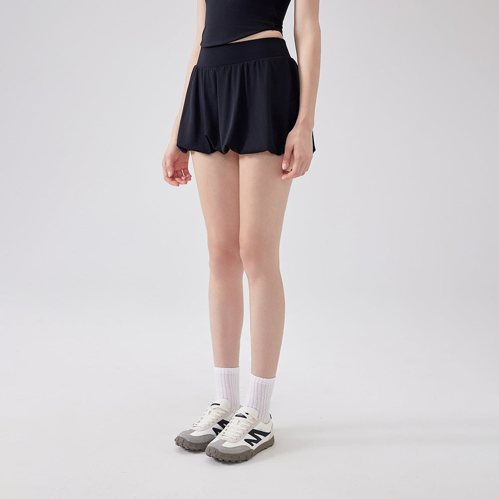 Nude high-waisted anti-walking tutu skirt running sports tennis skirt