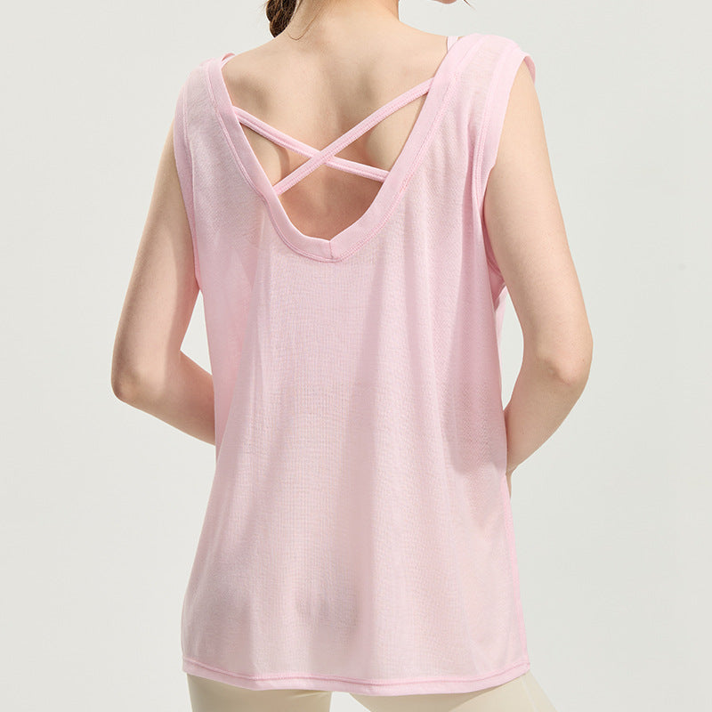 Summer cut-out beautiful back breathable yoga suit cover-up