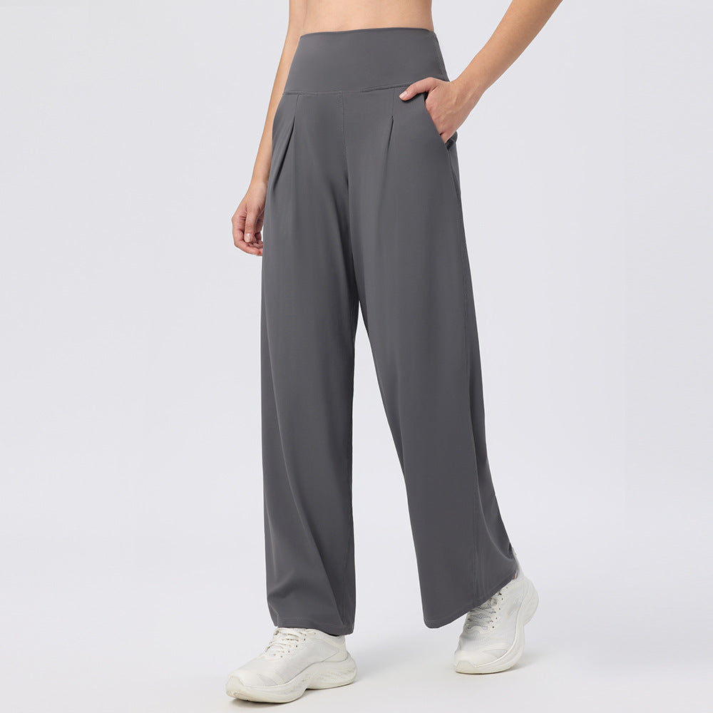 Cloud-felt loose wide-leg high-waisted trousers