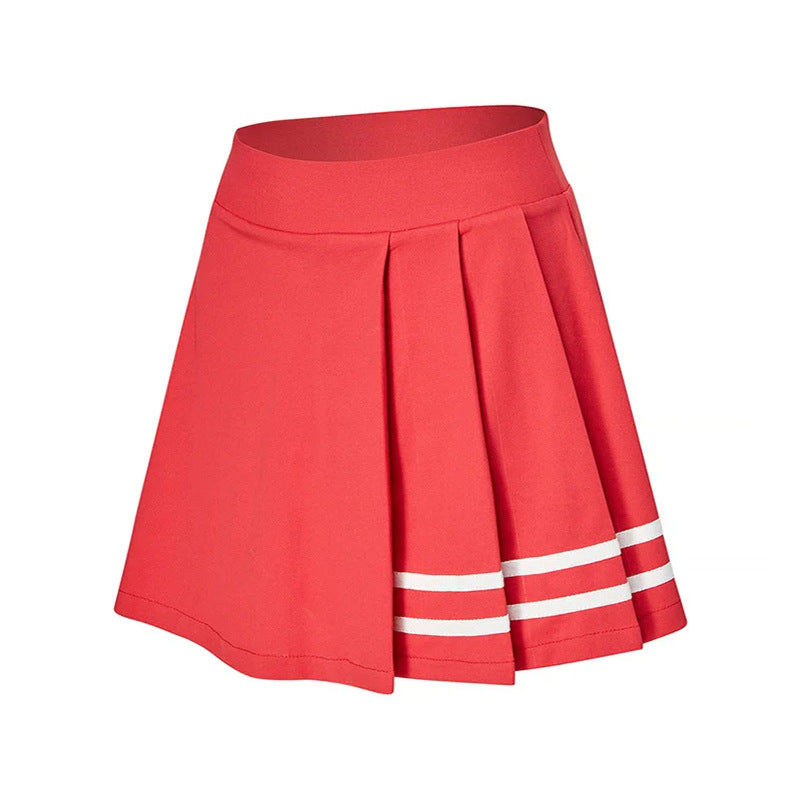 Classic striped paneled quick-drying, Anti-shine sports pleated skirt