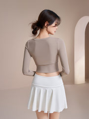 Skin-friendly high-elastic cut-out sports long sleeves