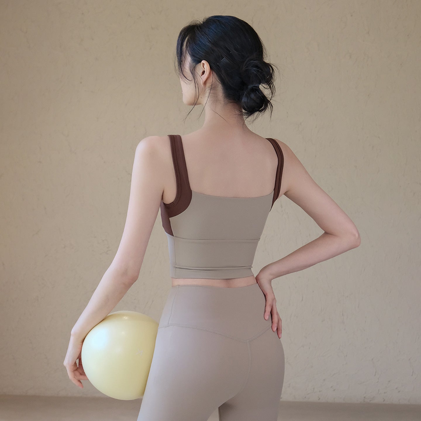 All-in-one contrasting sports Pilates training bra