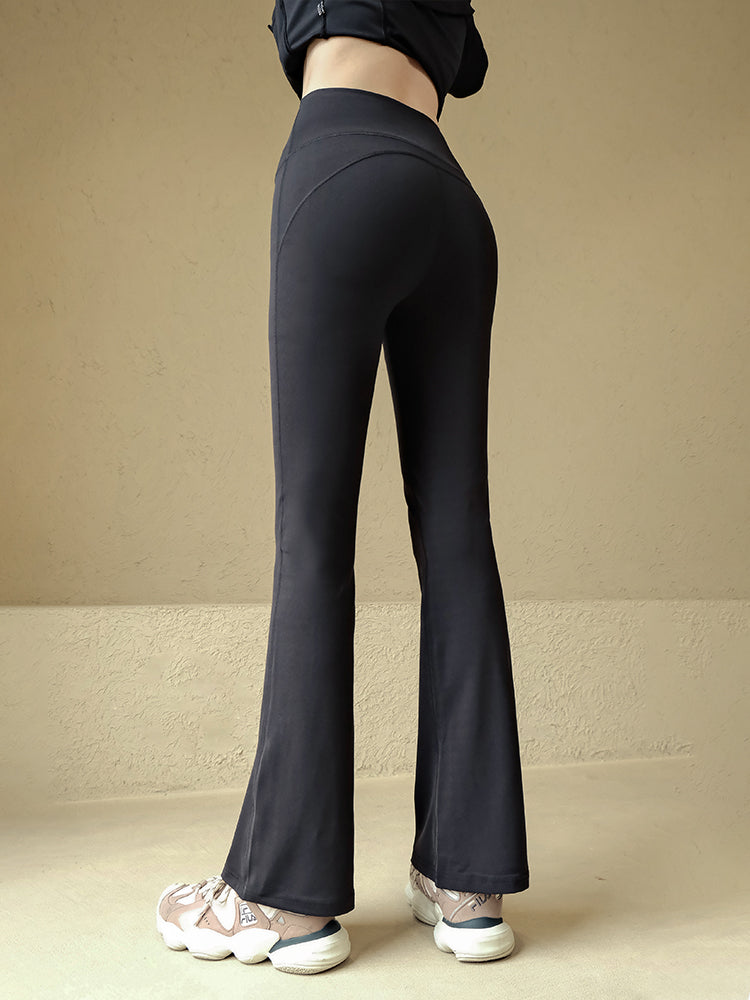 High elastic lycra butt lift flared pants