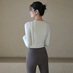 High-end slimming with chest pad and long-sleeved fitness training outfit