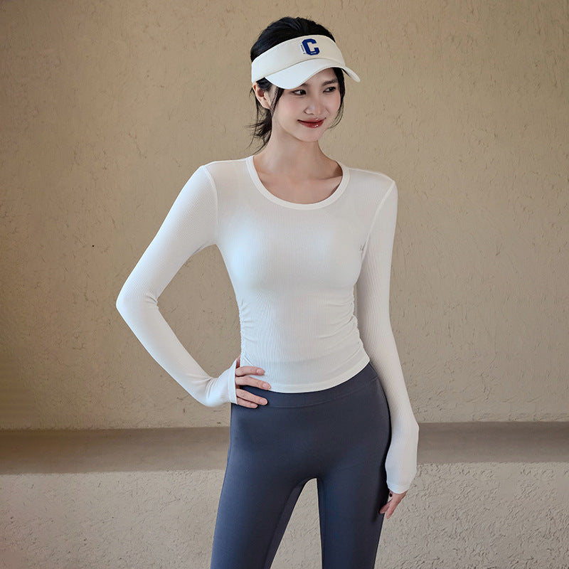 Fitted slimming long-sleeve T-shirt