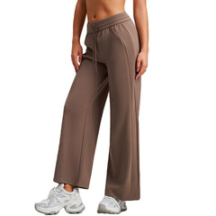 Drawstring straight high-rise versatile loose casual wide-leg pants