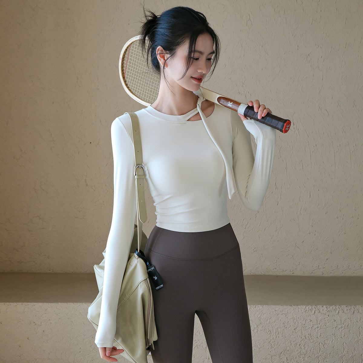 High-end slimming with chest pad and long-sleeved fitness training outfit