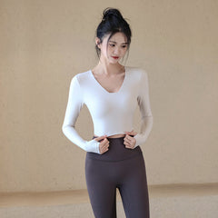 Long-Sleeve Yoga Top with Built-In Bra