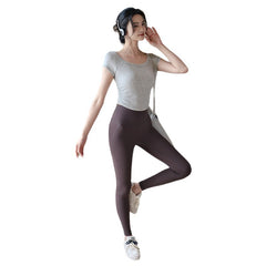 Pleated waist is versatile to look slimmer and breathable, Sports and fitness tops with short sleeves