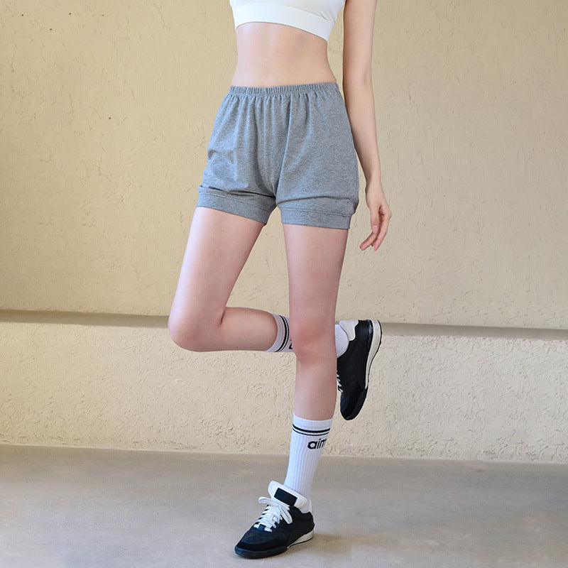 Solid cotton loose-fitting, Breathable stretch three-point shorts