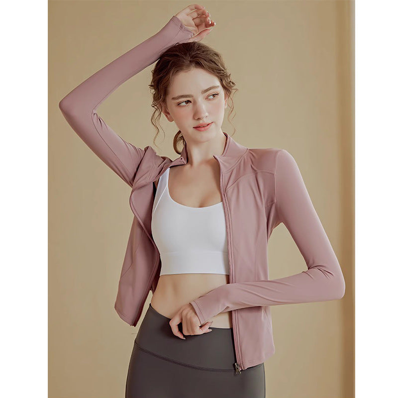 Stand-up collar zip-up quick-drying top