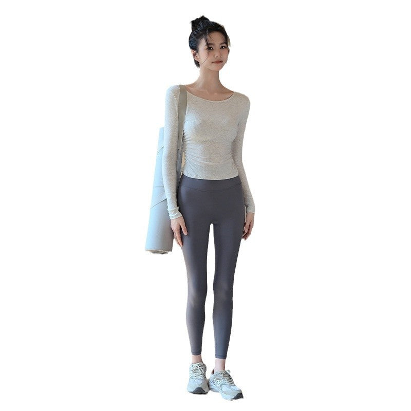 Ribbed Seamless Wrinkle Sports Top
