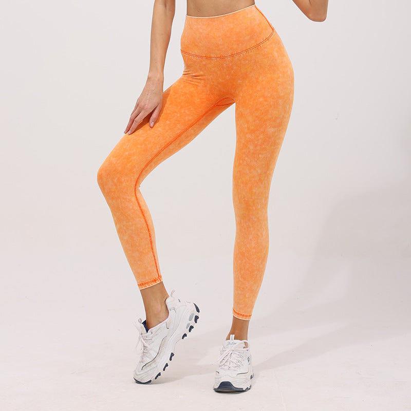 Nude high-waisted cropped pants that tighten the abdomen and lift the buttocks