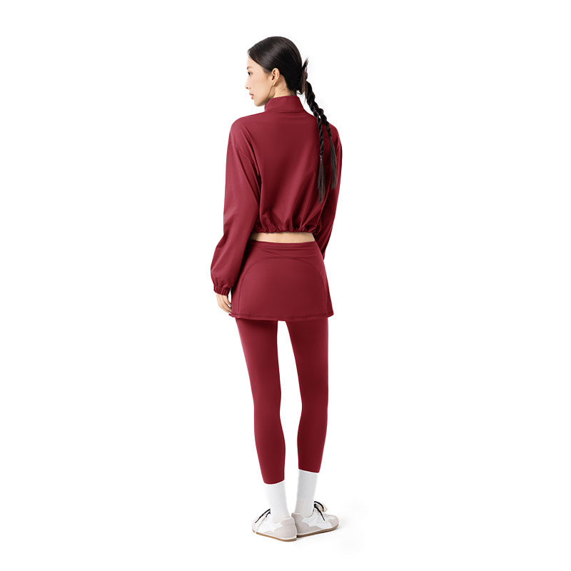 Fake two pieces of thin fleece running training sweatpants