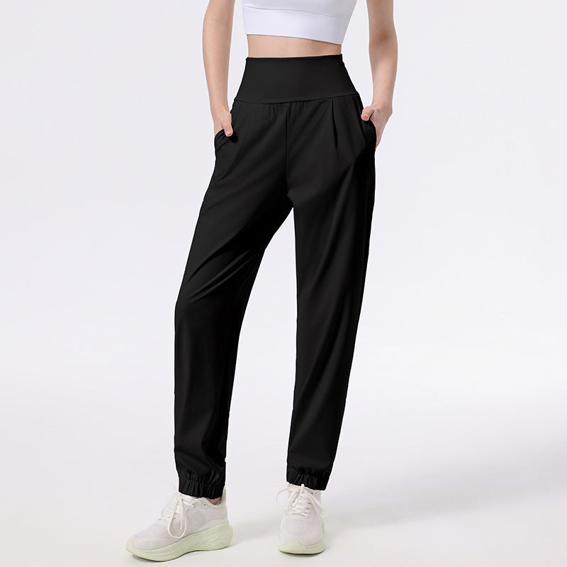 Autumn and winter high-waisted loose slimming fitness trousers