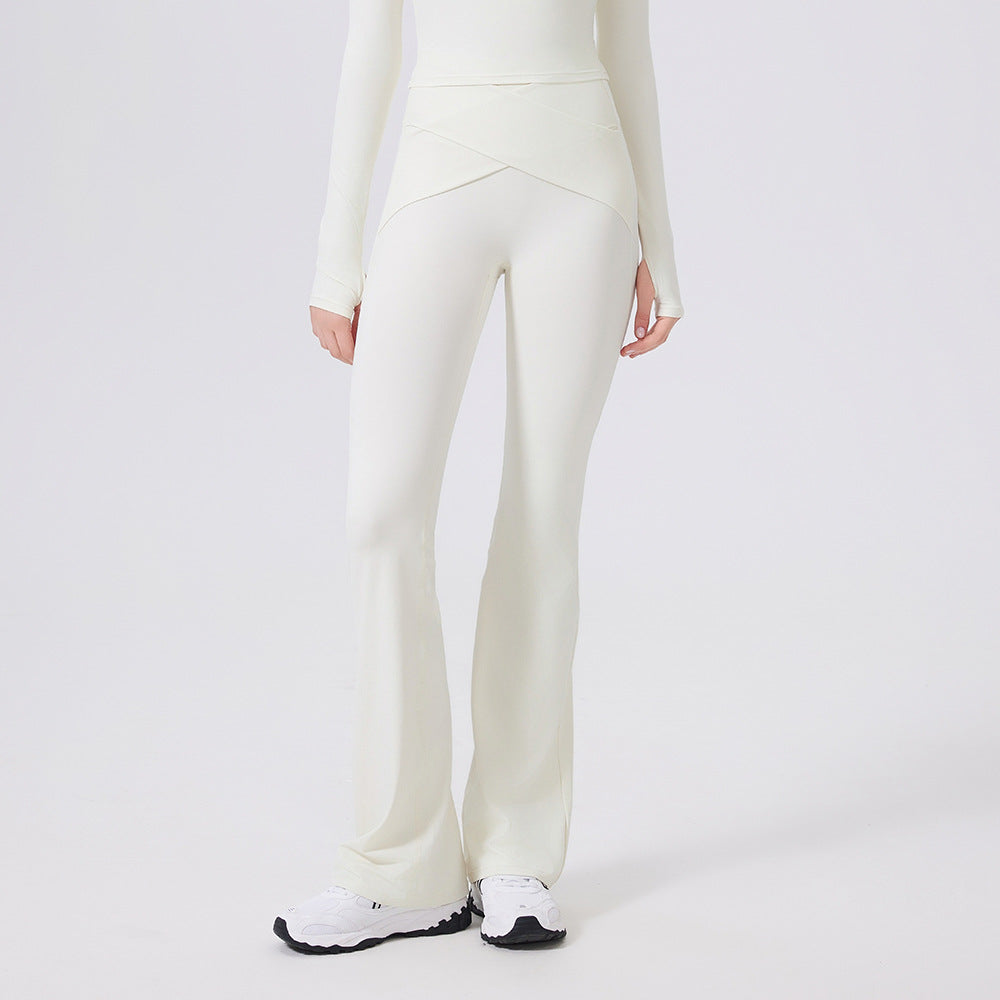 Nude tummy tucking high stretch sweatpants yoga bell bottoms