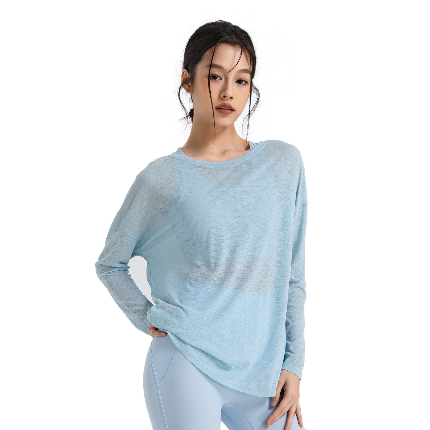 Slit slimming and light loose sports fitness long-sleeved top