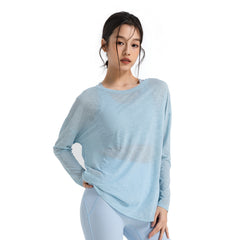 Slit slimming and light loose sports fitness long-sleeved top