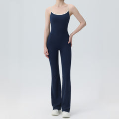 Contrasting backless yoga bodysuit