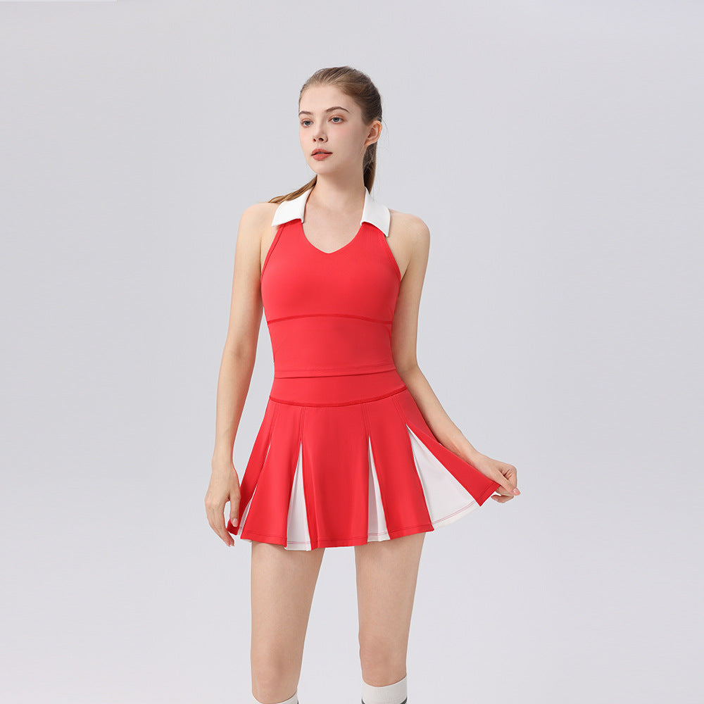 Contrast patchwork bra skirt golf tennis badminton set