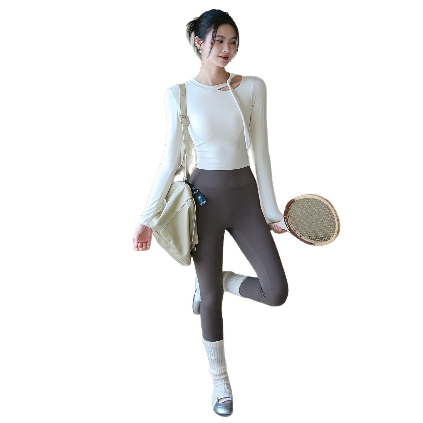 High-end slimming with chest pad and long-sleeved fitness training outfit