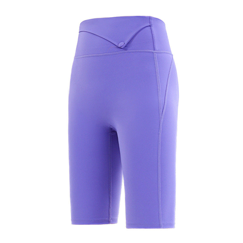 High-waisted stretch cycling five-point yoga pants