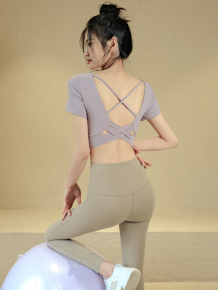 Quick-drying back-beautiful short sleeves