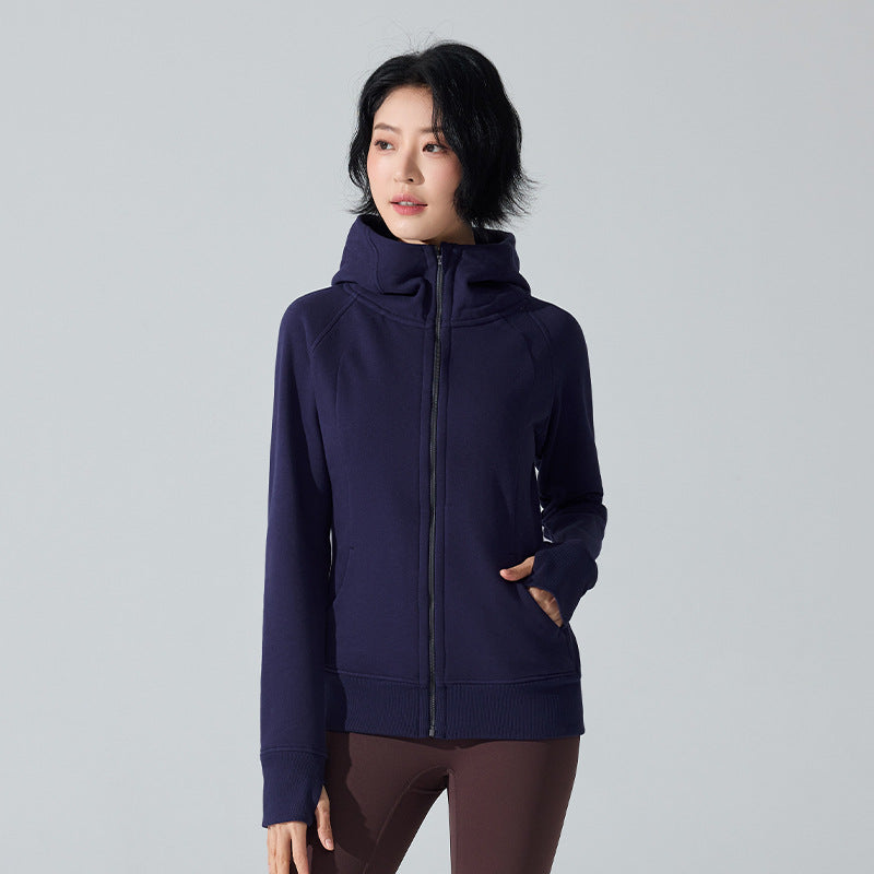 New thickened warm hooded turtleneck gym jacket