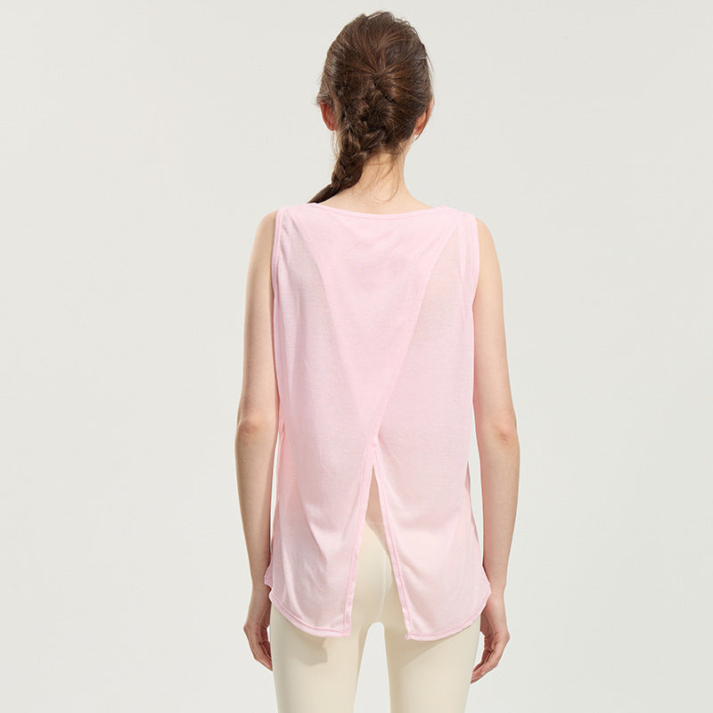 Sleeveless running cover-up with back slit